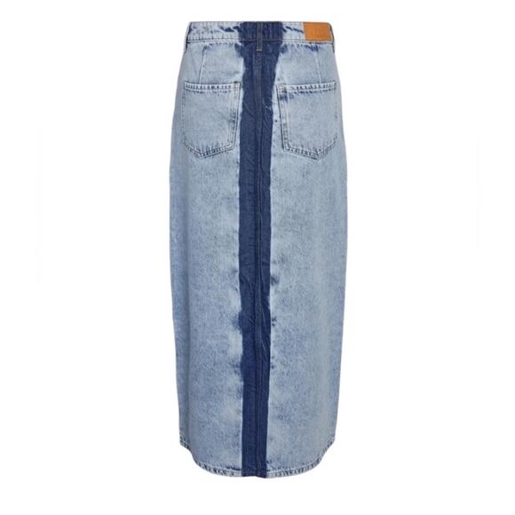 NWOT Noisy May Colorblock Front Slit Denim Midi Skirt – Sz Large - Picture 2 of 8